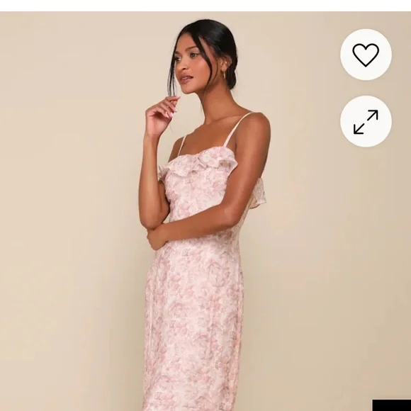 Lulus Cherished Sweetheart Dusty Pink Floral Bustier Midi Dress - Size XL - Picture 5 of 6